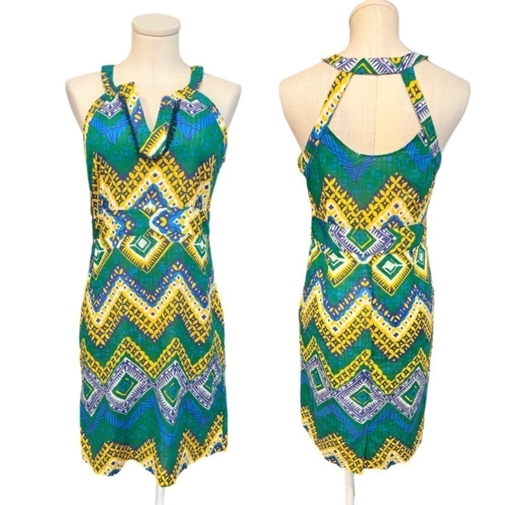 Jade Multicolor And Multi Pattern Sheath Dress Wi… - image 1